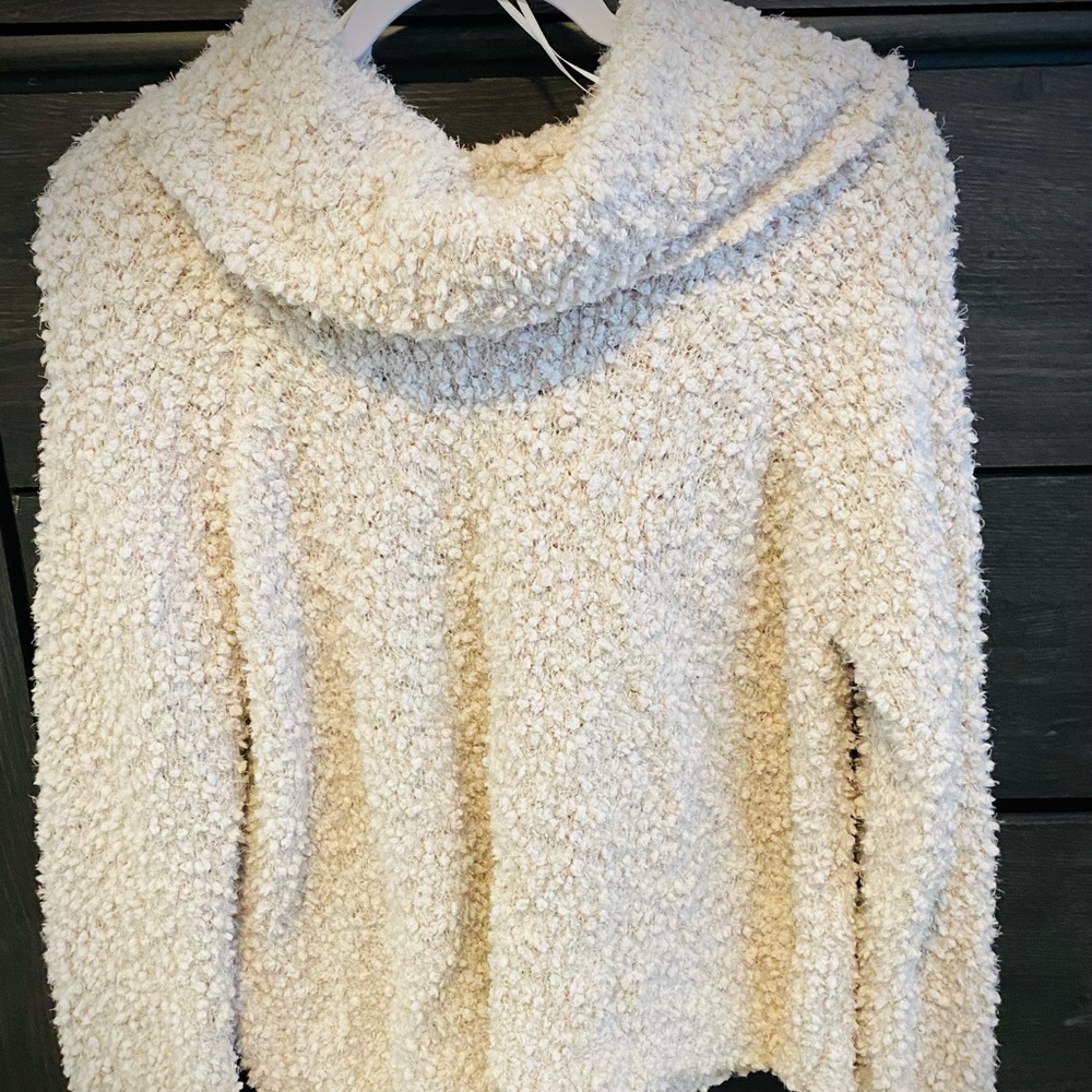 Plush cowl neck cream sweater